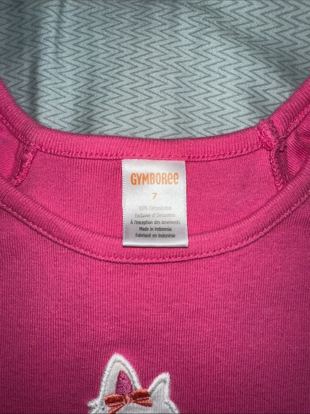 Gymboree Hot Pink Top with Dog on Bicycle Embroidery